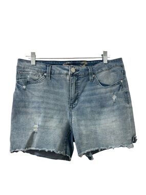 Seven7 Women’s Light Blue Distressed Jean Shorts Size 12 Raw Hem Everyday 90s
